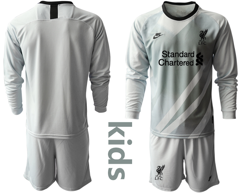 Youth 2020-2021 club Liverpool grey long sleeved Goalkeeper blank Soccer Jerseys->liverpool jersey->Soccer Club Jersey